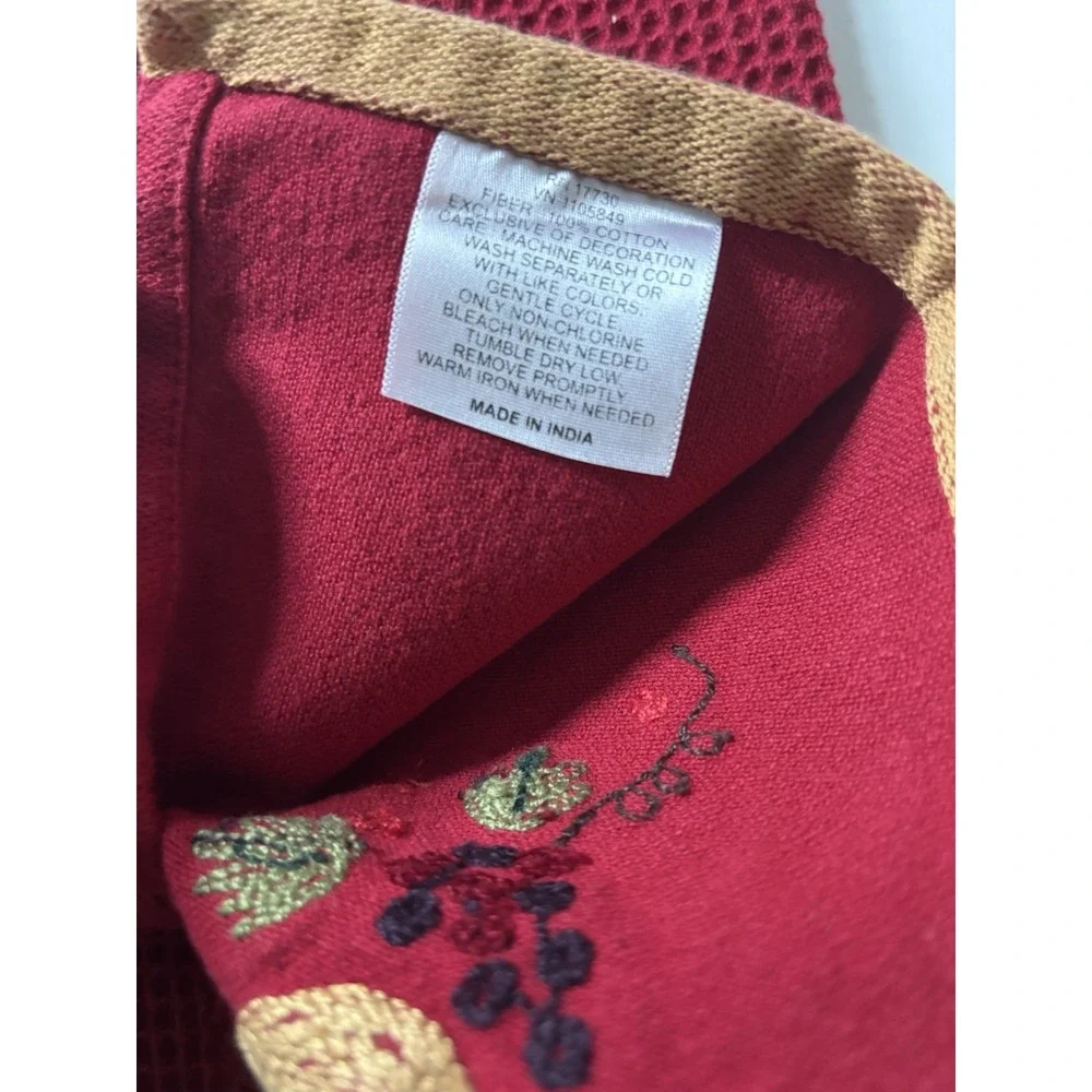 Red Fall Pumpkin And Berries Embroidered Kitchen Towel